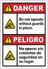 Image of Product. Front orientation. Labels. Illustrated Machine and Equipment Operation Labels , Danger—Do Not Operate Without Guards in Place/Peligro—No Operar Sin Cubiertas de Seguridad en su Lugar.