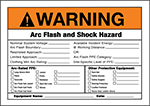 Image of Product. Front orientation. Labels. Electrical Hazard Labels , Warning—Arc Flash and Shock Hazard.
