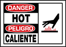 Image of Product. Front orientation. Labels. Illustrated Machine and Equipment Operation Labels , Danger—Hot/Peligro—Caliente, Horizontal Orientation.