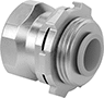 Image of Product. Screw-On × Threaded. Back orientation. Conduit and Fittings. Flexible Metal (FMC) Conduit and Fittings, Connector Fitting, Straight, Screw-On Conduit Connection × Threaded Knockout Connection.