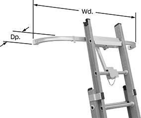 Image of ProductInUse. Stabilizers with Quick Release. Front orientation. Contains Annotated. Ladder Stabilizers. Quick Release.