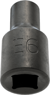 Image of Product. Bottom orientation. External Torx Socket, 1/4" Square Drive, E6 Drive Size.