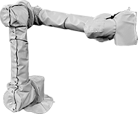 Image of ProductInUse. Front orientation. Robot Arm Covers. Plastic-Laminated Teflon® PTFE.