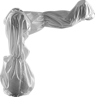 Image of Product. Front orientation. Robot Arm Covers. Plastic-Laminated Polyester Fabric.