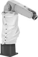 Image of ProductInUse. Front orientation. Robot Covers. Polyester Fabric, Covers Lower Robot Arm.