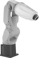 Image of ProductInUse. Upper Arm. Front orientation. Robot Arm Covers. Polyester Fabric, Covers Upper Robot Arm.
