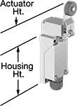 Image of Attribute. Style D. Front orientation. Contains Annotated. Limit Switches. Limit Switches, Roller Lever Actuator, Style D.