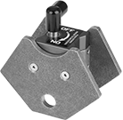 Image of Product. Multiple-Angle Magnetic Clamp with On/Off Switch. Front orientation. 1 15/16" Wide. Grounding Clamps for Welding, Magnetic Clamp, 3 3/4" High.