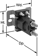 Image of Product. 8.1VA Control Power. Front orientation. Contains Annotated. Relays. Water-Resistant Stud-Terminal Relays, 1 Circuit Controlled, 3.3" Wide, 2.1" Deep.