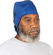 Image of ProductInUse. Front orientation. Hard Hat Liners. Flame- and Arc-Flash-Protection Hard Hat Liners, Covers Head and Nape.