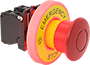 Image of Product. Pull Reset. Front orientation. Emergency Stop Switches. High-Visibility Plastic 22 mm Panel-Mount Push-Button-Actuator Emergency Stop Switches, Pull Reset.