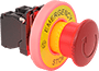 Image of Product. Twist Reset. Front orientation. Emergency Stop Switches. High-Visibility Plastic 22 mm Panel-Mount Push-Button-Actuator Emergency Stop Switches, Twist Reset.