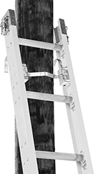 Image of ProductInUse. V-Rung Shown in Use. Front orientation. Ladder Hooks. Cable Hooks for Ladders, Cable Hooks and V-Rungs.