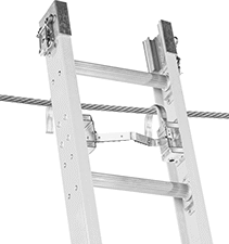 Image of ProductInUse. Cable Hooks Shown in Use. Front orientation. Ladder Hooks. Cable Hooks for Ladders, Cable Hooks and V-Rungs.