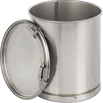 Image of Product. Front orientation. Drums. Sanitary Stainless Steel Drums, Open Head with Leverlock Closing Ring and Lid with No Openings.