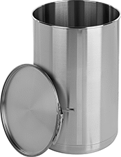 Image of Product. Front orientation. Drums. Sanitary Stainless Steel Drums, Open Head with Leverlock Closing Ring and Lid with No Openings.