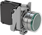 Image of Product. Green Switch. Front orientation. Green. Hazardous Location 22 mm Panel-Mount Push-Button Switches, Not Illuminated.