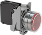 Image of Product. Red Switch. Front orientation. Red. Hazardous Location 22 mm Panel-Mount Push-Button Switches, Not Illuminated.