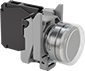 Image of Product. White Switch. Front orientation. White. Hazardous Location 22 mm Panel-Mount Push-Button Switches, Not Illuminated.
