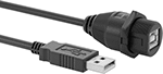 Image of Product. Front orientation. USB Cords. Wet-Location USB Cords, Plug, Screw-Together Housing, USB-A Connection, , USB-B Connection.