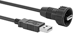 Image of Product. Front orientation. USB Cords. Wet-Location USB Cords, Screw-Together Housing, USB-A Connection, Plug.