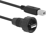 Image of Product. Front orientation. USB Cords. Wet-Location USB Cords, USB-A Connection, USB-B Connection, Plug.