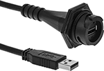 Image of Product. Front orientation. USB Cords. Wet-Location USB Cords, , Plug, USB-A Connection, Locking-Pin Housing.