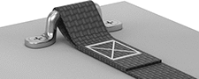 Image of ProductInUse. Shown with Webbing Anchored (Webbing Not Included). Front orientation. Webbing Guides. Webbing Guides.
