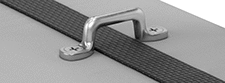 Image of ProductInUse. Shown with Webbing Threaded (Webbing Not Included). Front orientation. Webbing Guides. Webbing Guides.