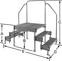 Image of Product. Front orientation. Contains Annotated. Work Platforms. Fixed Work Platforms, Style 3.