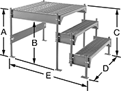 Image of Product. Front orientation. Contains Annotated. Work Platforms. Fixed Work Platforms, Style 1.