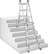 Image of ProductInUse. Stairwell Ladder. Front orientation. Ladders. Telescoping Multifunction Ladders.