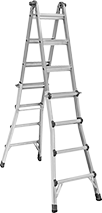 Image of Product. Step Ladder (Shown Extended). Front orientation. Ladders. Telescoping Multifunction Ladders.