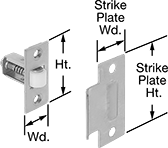 Image of Product. Style 4. Front orientation. Contains Annotated. Push-to-Close Latches. Roller Latches, Mortise Mount—Screw On, Style 4.