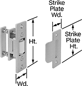 Image of Product. Style 5. Front orientation. Contains Annotated. Push-to-Close Latches. Roller Latches, Mortise Mount—Screw On, Style 5.