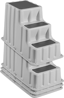 Image of ProductInUse. Shown Nested. Front orientation. Step Stools. Nestable Step Stools.
