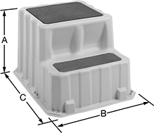 Image of Product. Front orientation. Contains Annotated. Step Stools. Nestable Step Stools, 2 Steps.