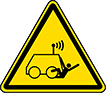 Image of Product. Front orientation. Labels. Vehicle ISO Labels , Run Over by Remote Operator Controlled Machine Warning Symbol.