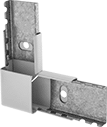 Image of Product. Front orientation. Raceway and Fittings. Outlet Strips Raceway and Fittings, 90° Elbow Connectors.