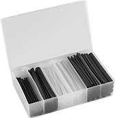 Image of Product. Front orientation. Heat-Shrink Tubing. Harsh-Environment Heat-Shrink Tubing Assortments, Compartmented Plastic Boxes.