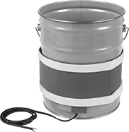Image of ProductInUse. Front orientation. Wraparound Heaters. Adjustable-Diameter Wraparound Heaters for Pails and Drums, Wire Lead Connection.