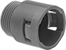 Image of Product. Snap-In × Threaded. Front orientation. Conduit and Fittings. Flexible Plastic (ENT) Conduit and Fittings, Connector Fitting, Straight, Snap-In Conduit Connection × Threaded Knockout Connection.