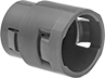 Image of Product. Snap-In × Snap-In. Front orientation. Conduit and Fittings. Flexible Plastic (ENT) Conduit and Fittings, Connector Fitting, Straight, Snap-In Conduit Connection × Snap-In Knockout Connection.