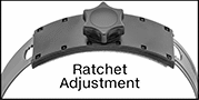 Image of Specification. Front orientation. Contains Annotated, Border. Ratchet Adjustment. Rescue Helmets.