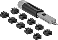 Image of Product. Front orientation. Data Port Locks. Ethernet Port Locks.