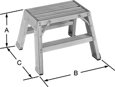 Image of Product. Front orientation. Contains Annotated. Step Stools. Step Stools, Style 5.