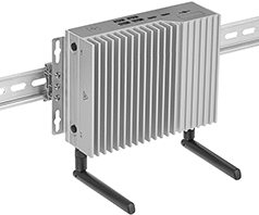 Image of ProductInUse. Intel Core i5-1250PE Shown Mounted on DIN Rail. Front orientation. Computers. Rugged Computers, Intel Core i5-1250PE.