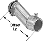 Image of Product. Screw-Clamp × Threaded. Front orientation. Contains Annotated. Conduit and Fittings. Thin-Wall (EMT) Metal Conduit and Fittings, Offset Elbow, Connector Fitting, Screw-Clamp Conduit Connection × Threaded Knockout Connection.