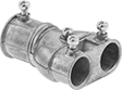 Image of Product. Screw-Clamp Connection. Front orientation. Conduit and Fittings. Thin-Wall (EMT) Metal Conduit and Fittings, Reducer Fitting, Wye, Screw-Clamp Conduit Connection.