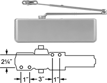 Image of Product. Front orientation. Contains Annotated. Door Closers. High-Traffic Door Closers with Built-In Stop, Style F.